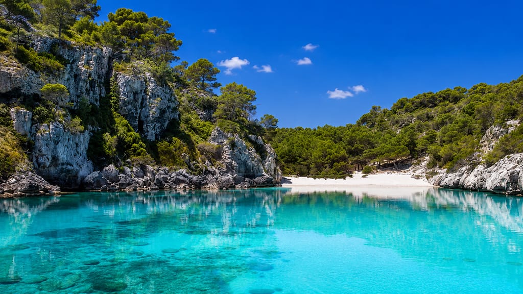 Cala Macarelleta, white sand and turquoise water, next to Macarella